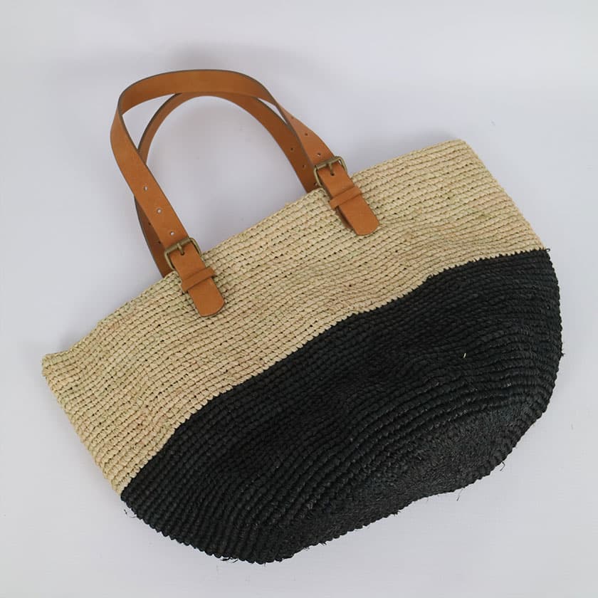 Raffia Bag Crochet Two Tone (Black/Natural)