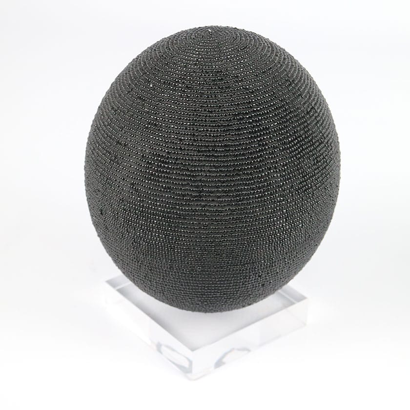 Beaded Ostrich Egg on Stand (Black)