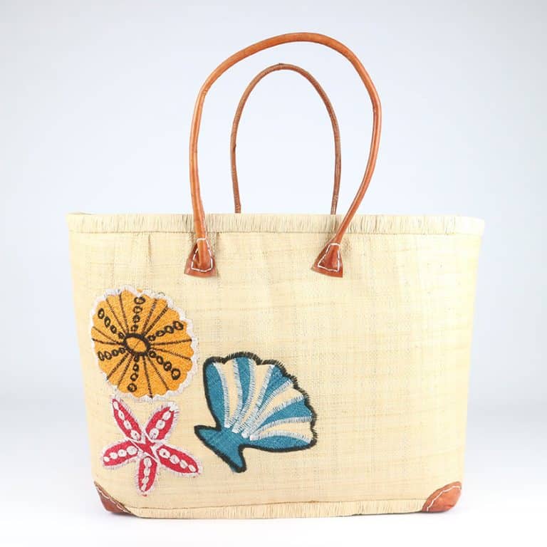 Logo Beach Bag in Leather And Raffia main image 0