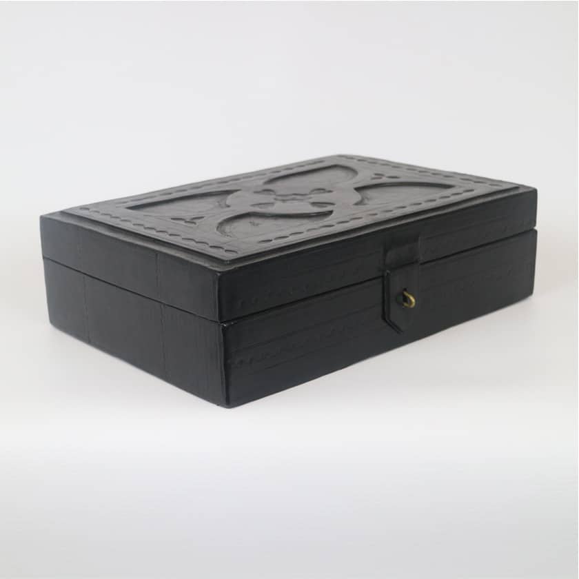 Leather Box Rectangular (Black, XX-Large)