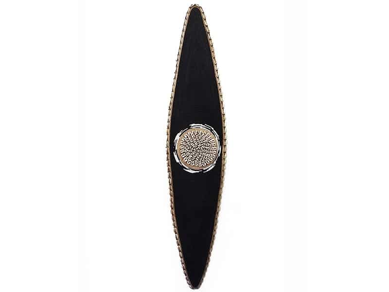 Black Wooden Rectangular Beaded Shield (Wall)