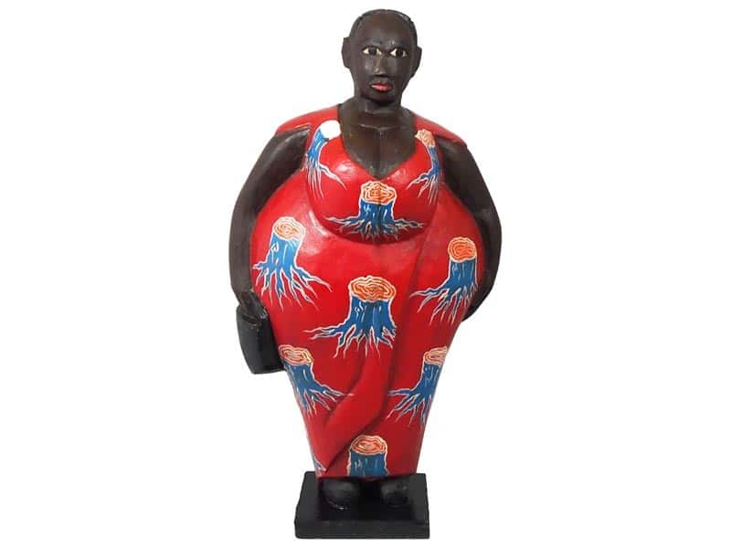 Mama Africa Wood Sculpture - Red Dress