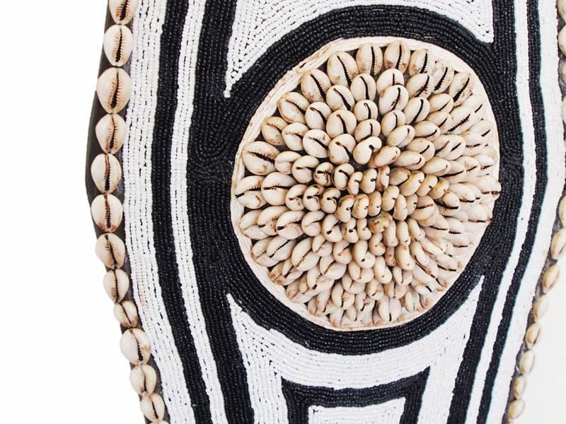 Alternative view of Black/White Wooden Rectangular Beaded Shield