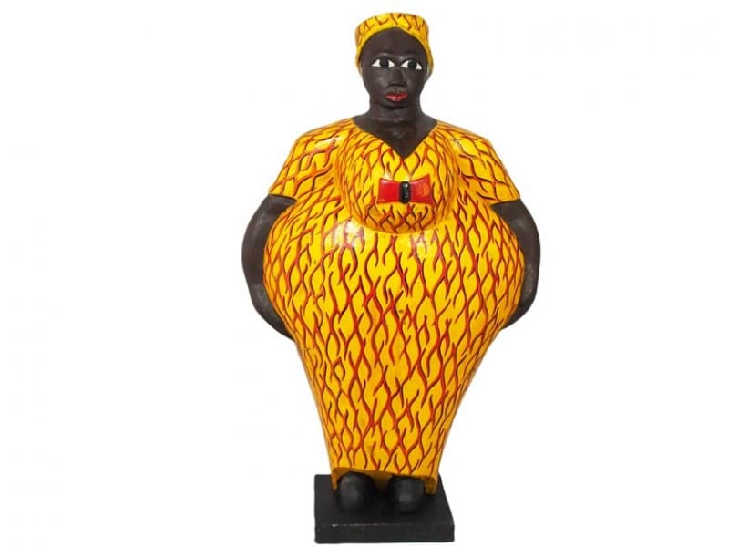 Mama Africa Wood Sculpture - Yellow and Red Dress
