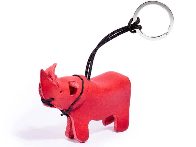 Alternative view of Leather Keyring - Rhino