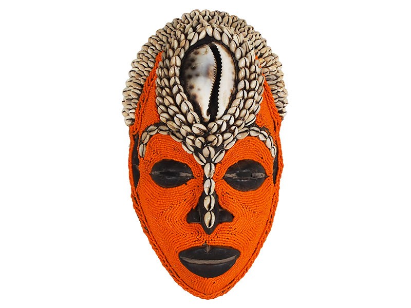 Bamileke Orange Beaded Mask (Small)