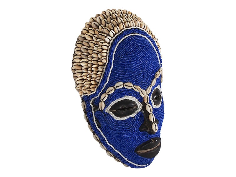 Alternative view of Bamileke Blue Beaded Mask (Small)