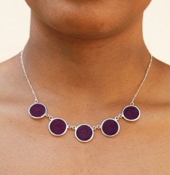 Alternative view of 5 Disc Necklace (Coral)