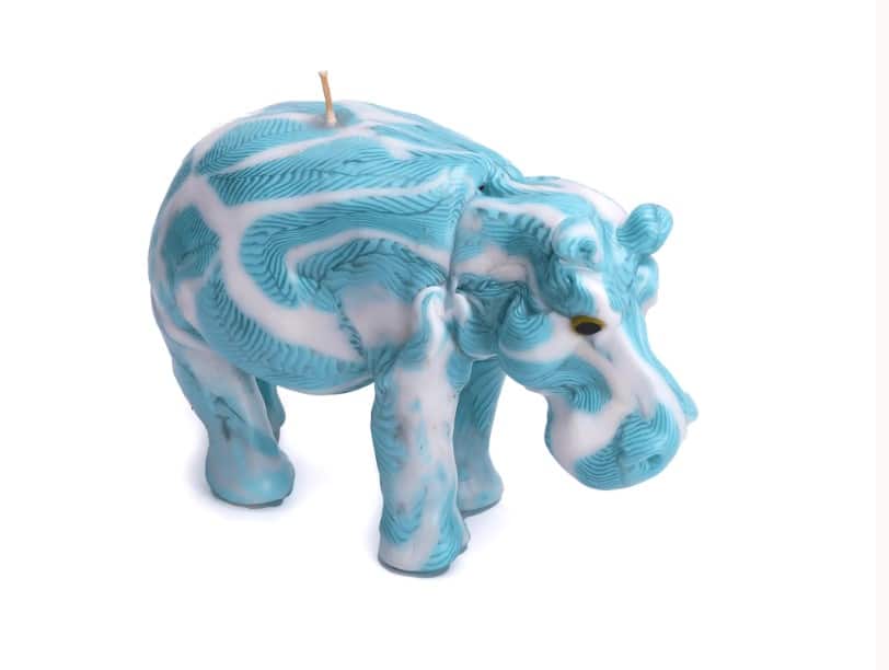 Alternative view of Hippo Candle - Blue Leaf