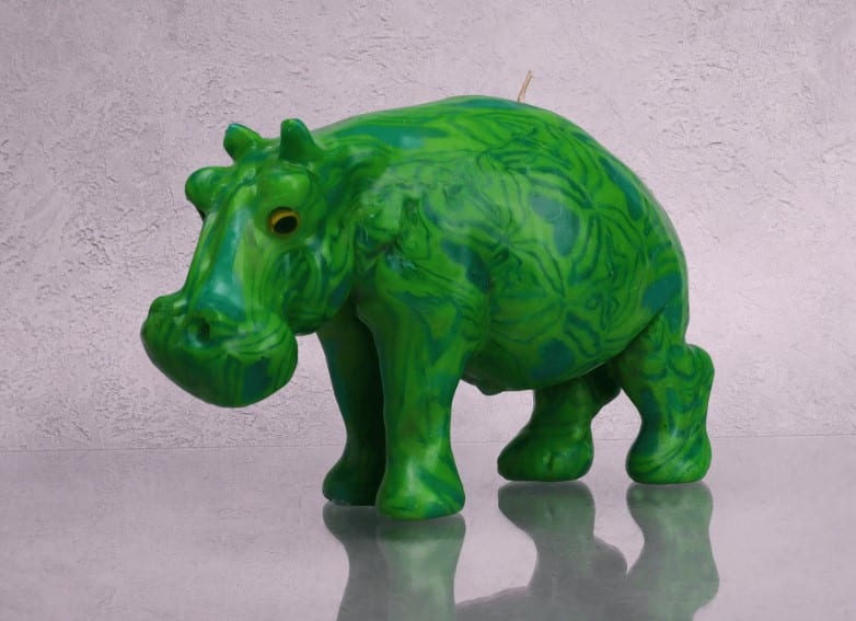 Hippo Candle - Green Hearts