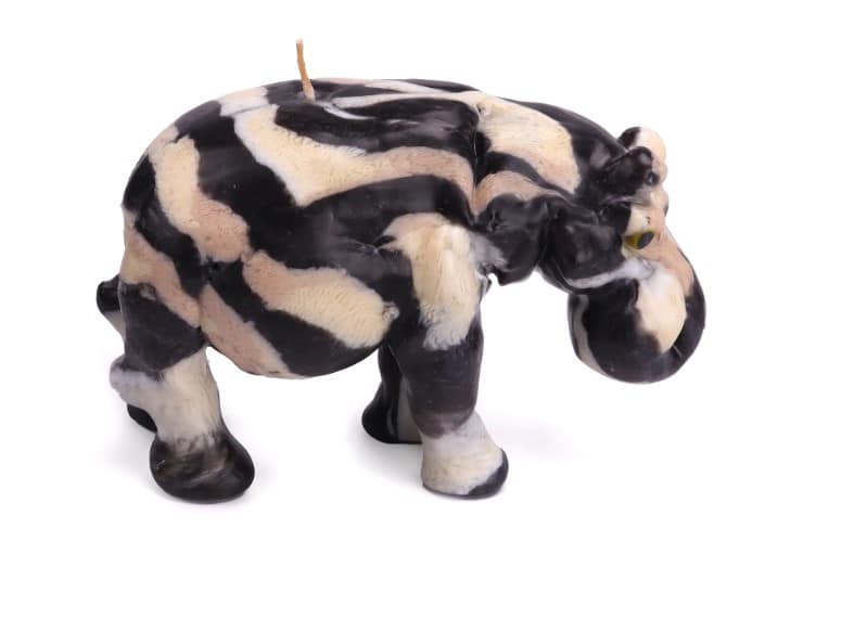 Alternative view of Hippo Candle - Zebra Pattern