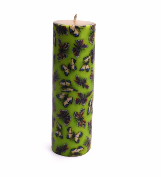Pillar Candle - Green Butterfly