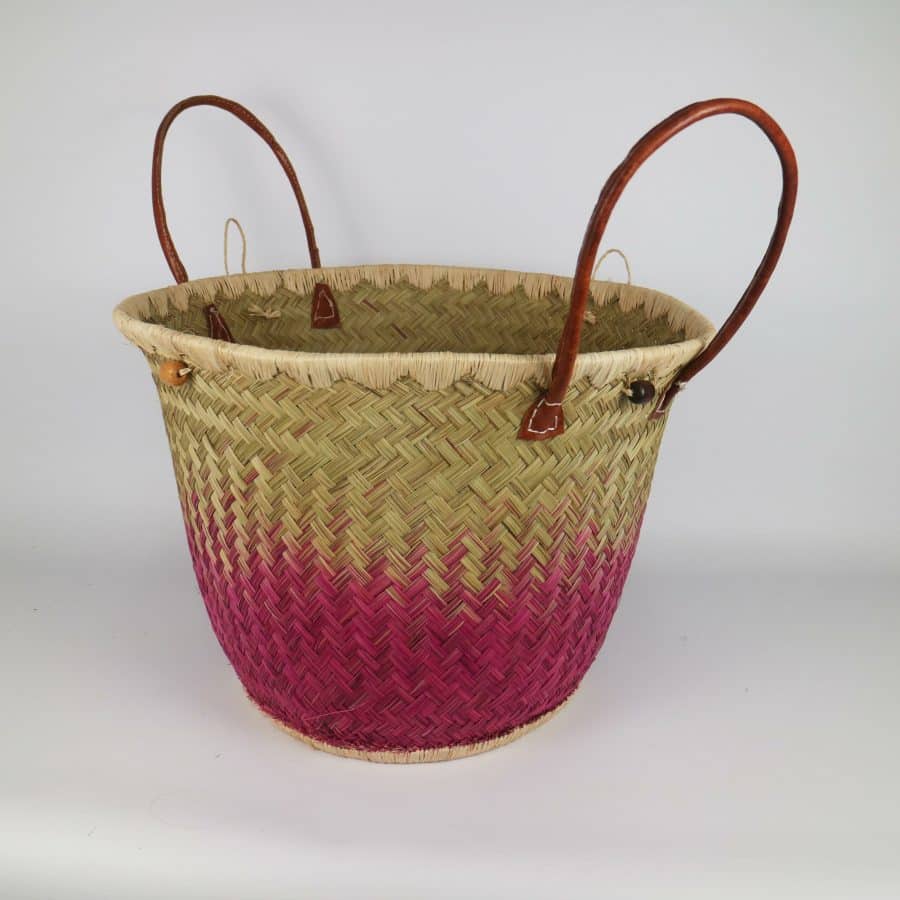 Bag Grass Ball with Raffia & Leather