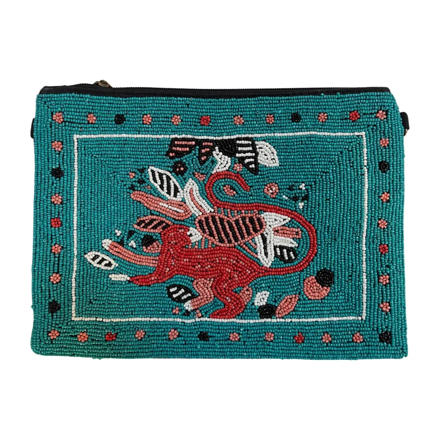 The Heart of Monkey Beaded Clutch Bag
