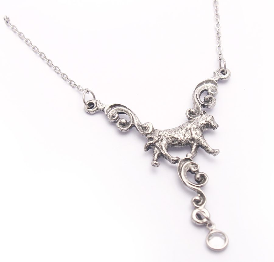 Curly Leopard Necklace (Clear Crystal)