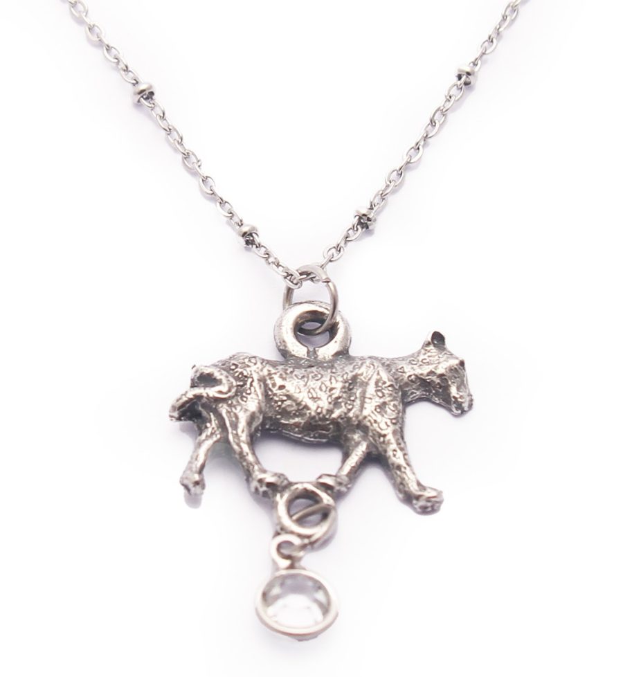 Leopard Charm Necklace (Clear Crystal)