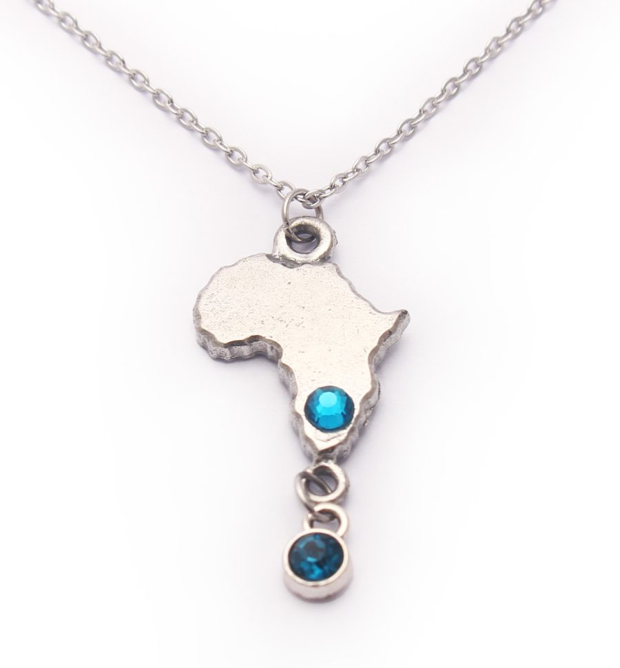 Africa Charm Necklace (Turquoise & Blue Crystal)