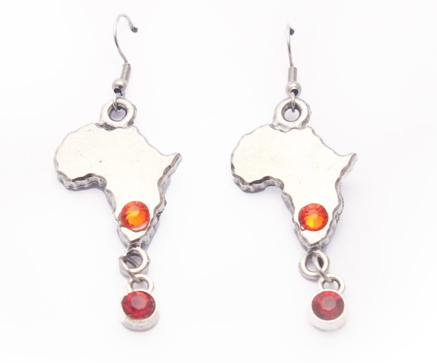 Africa Earrings (Orange & Red Crystal)