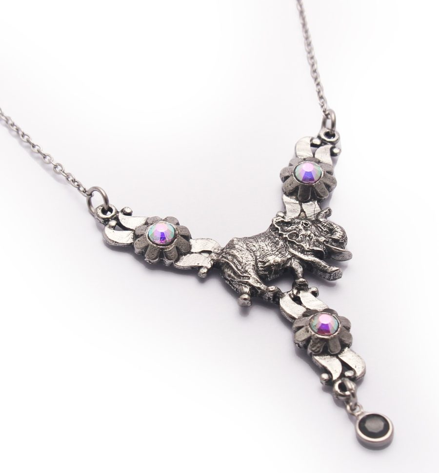 Floral Elephant Body Necklace (x Crystal)