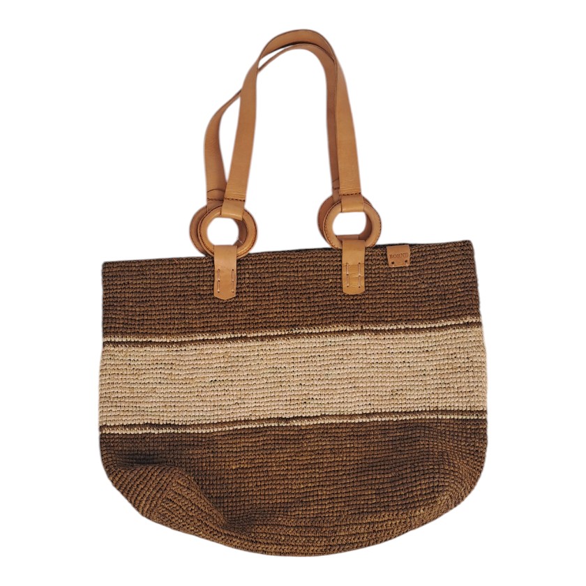 Bag Raffia Crochet Borne Cinnamon & Natural