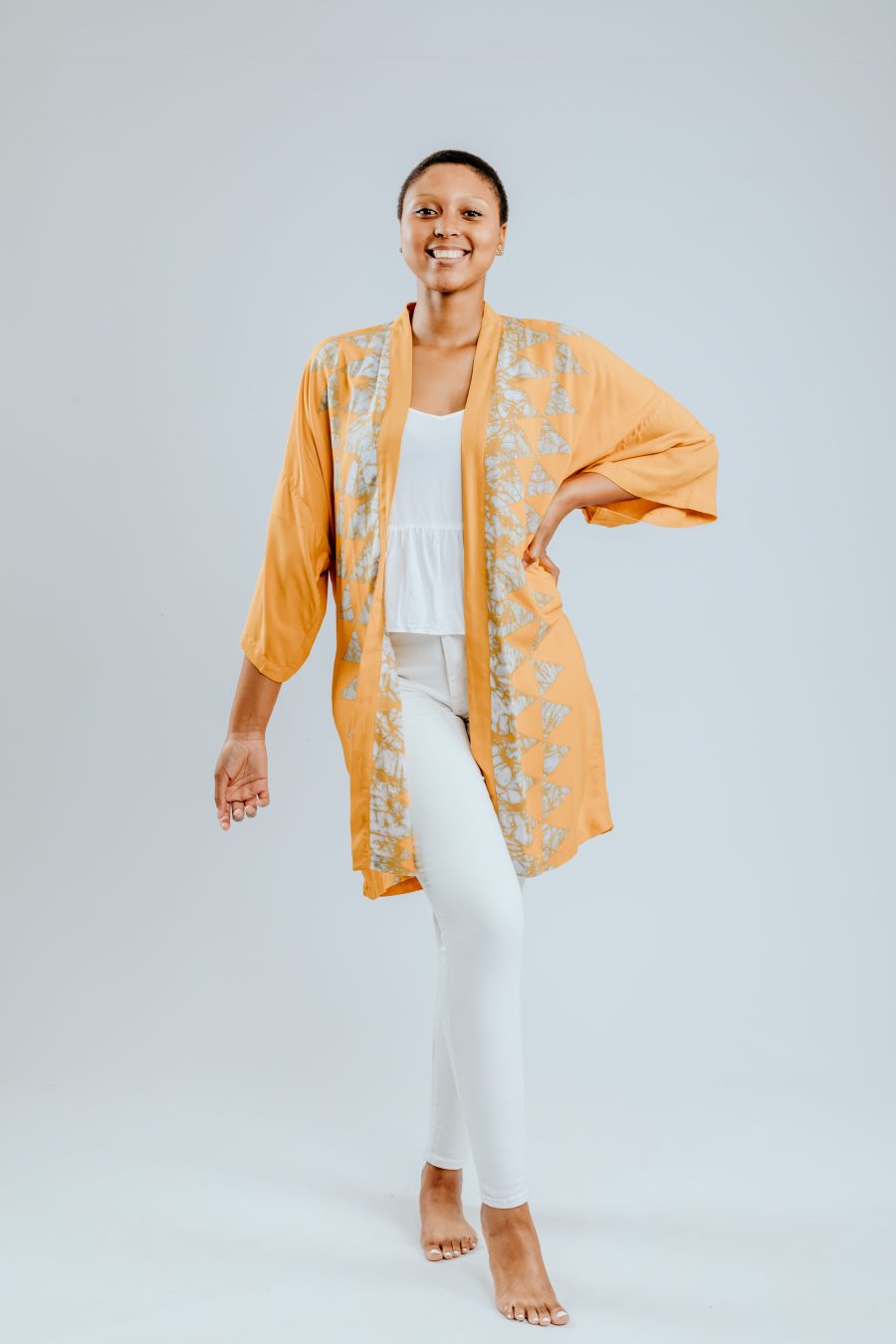 Kimono - Mustard & Silver - Diamonds
