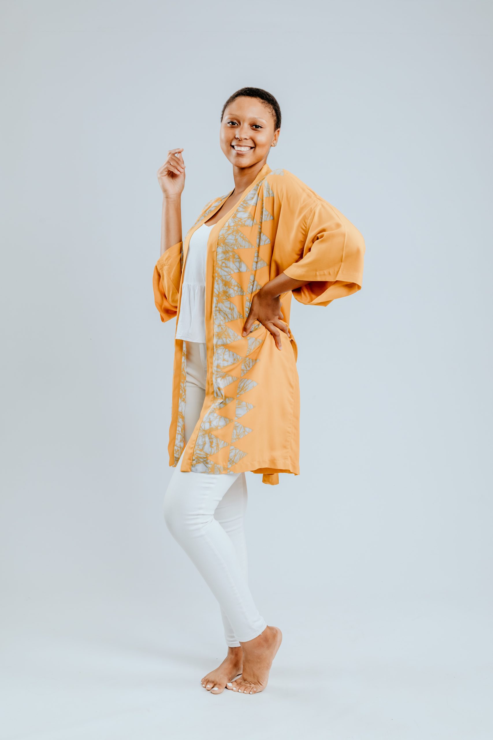 Kimono - Mustard & Silver - Diamonds - Image 4