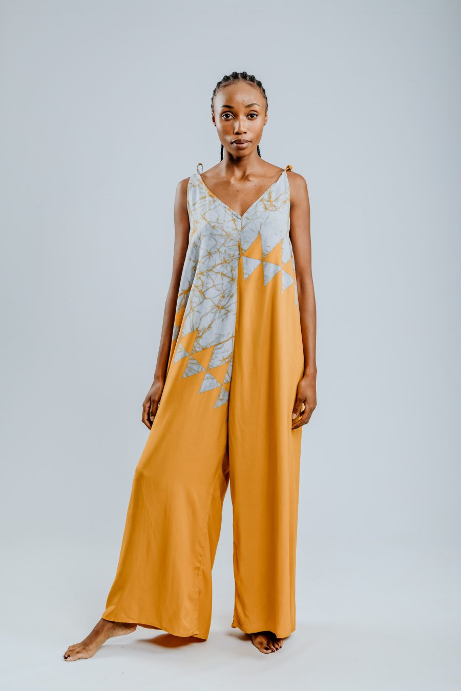 Jumpsuit - Mustard & Silver - Diamonds