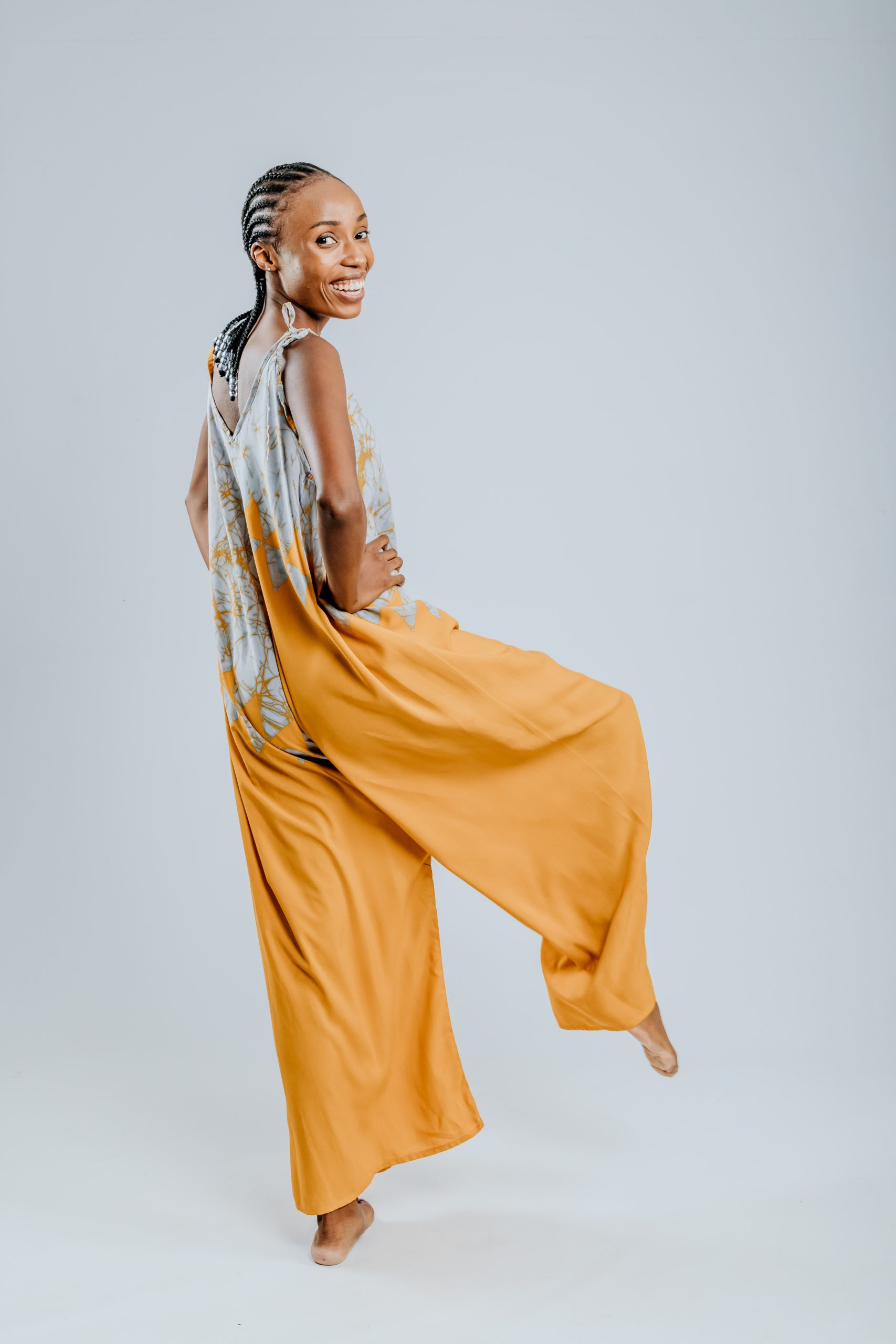 Jumpsuit - Mustard & Silver - Diamonds - Image 2