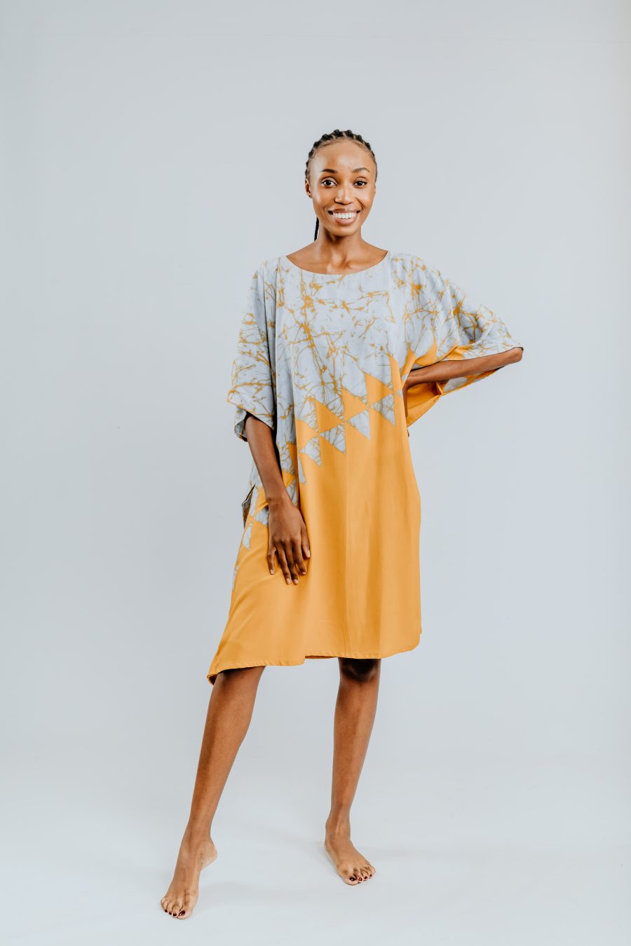 Kaftan - Mustard & Silver - Diamonds