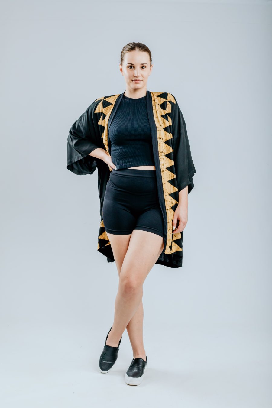 Alternative view of Kimono - Mustard & Black - Diamonds