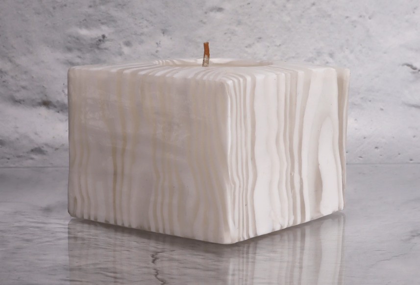 Alternative view of Cube Candle - Bamboo White