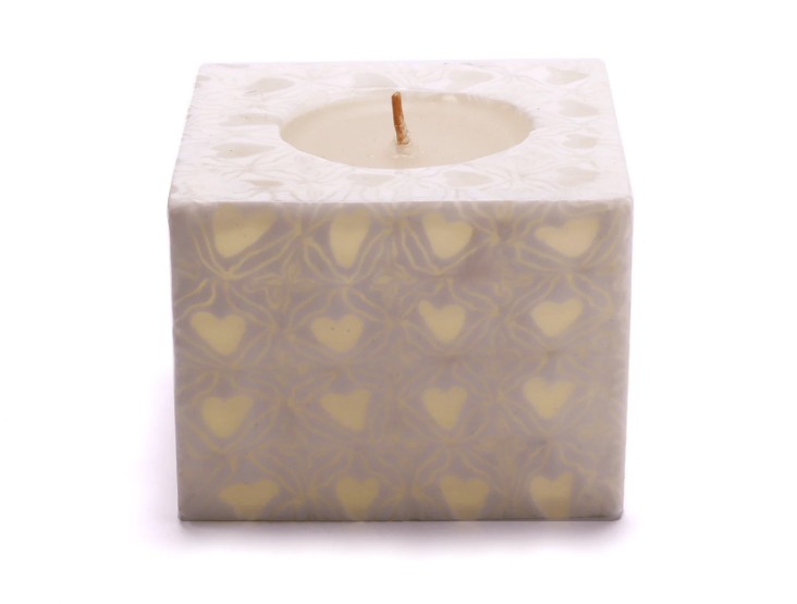 Alternative view of Cube Candle - Hearts White