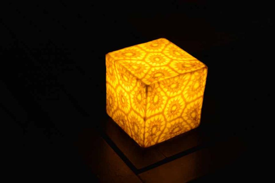 LED Wax Lamp Cube (Yellow Timbali)