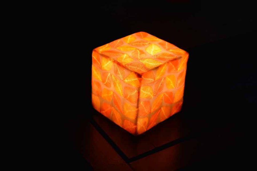 LED Wax Lamp Cube (Orange Leaf)