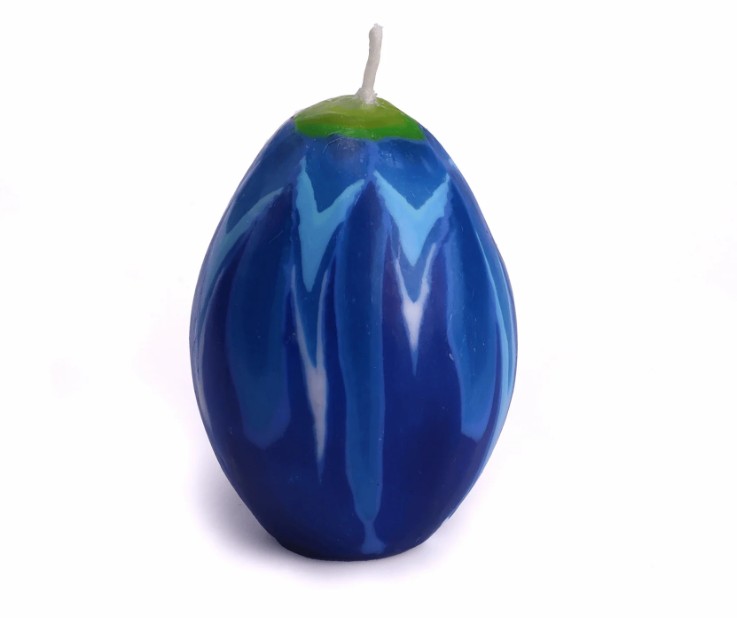 Egg Candle - Dark Blue Daisy