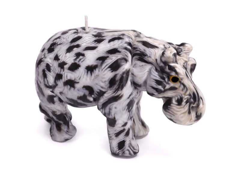 Alternative view of Hippo Candle - Dalmatian Pattern