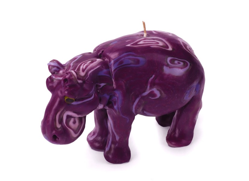 Hippo Candle - Spiral Pattern (Dark Purple)