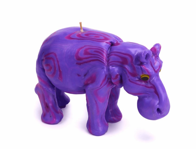 Hippo Candle - Spiral Pattern (Purple)