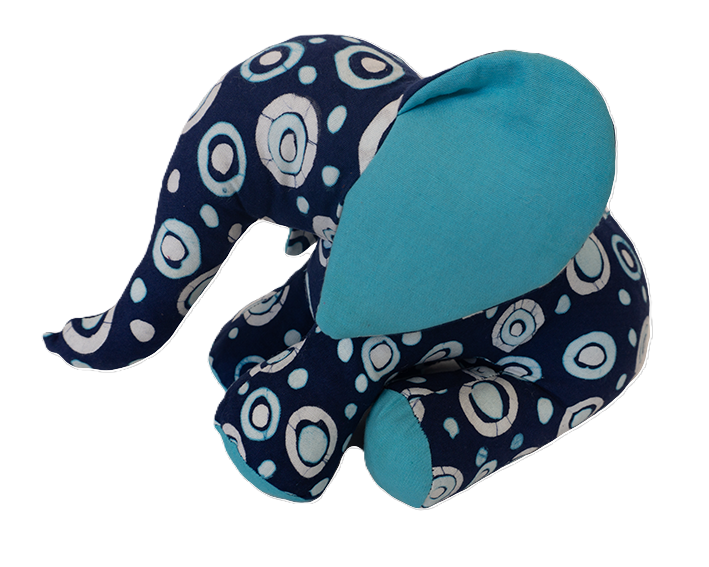Big Decorative Elephant: Indigo (Circles & Dots)