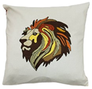 Hand-Embroidered Cushion Cover: Lion (Earth)