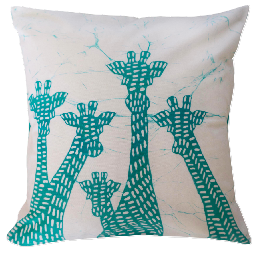 Cushion Cover: Giraffe on White (Fresh Topaz)