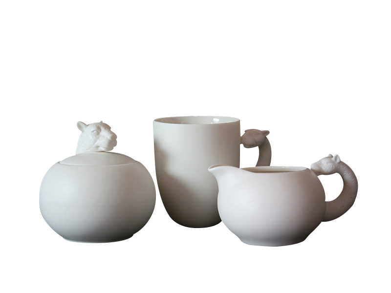 Porcelain Afrique Leopard Mug, Creamer, and Sugar Bowl Set