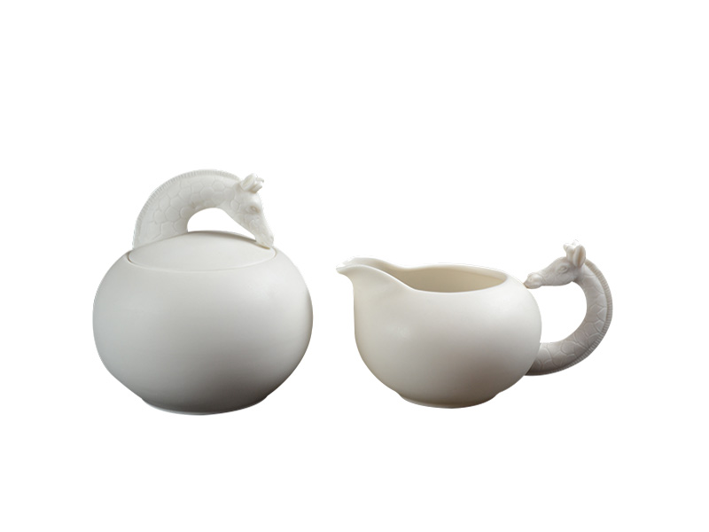 Porcelain Afrique Giraffe Creamer and Sugar Bowl Set
