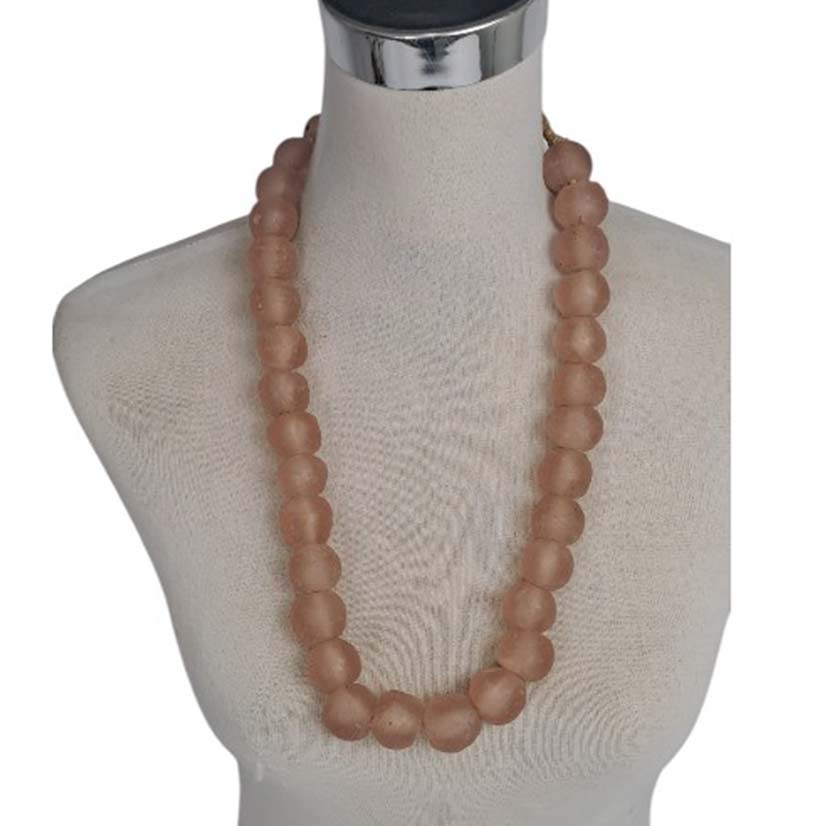Necklace Glass Bead Chunky Pink